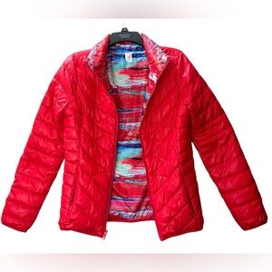 Reversible SO Quilted Puffy Puffer Zip Up Jacket Pockets Waterproof Size Small